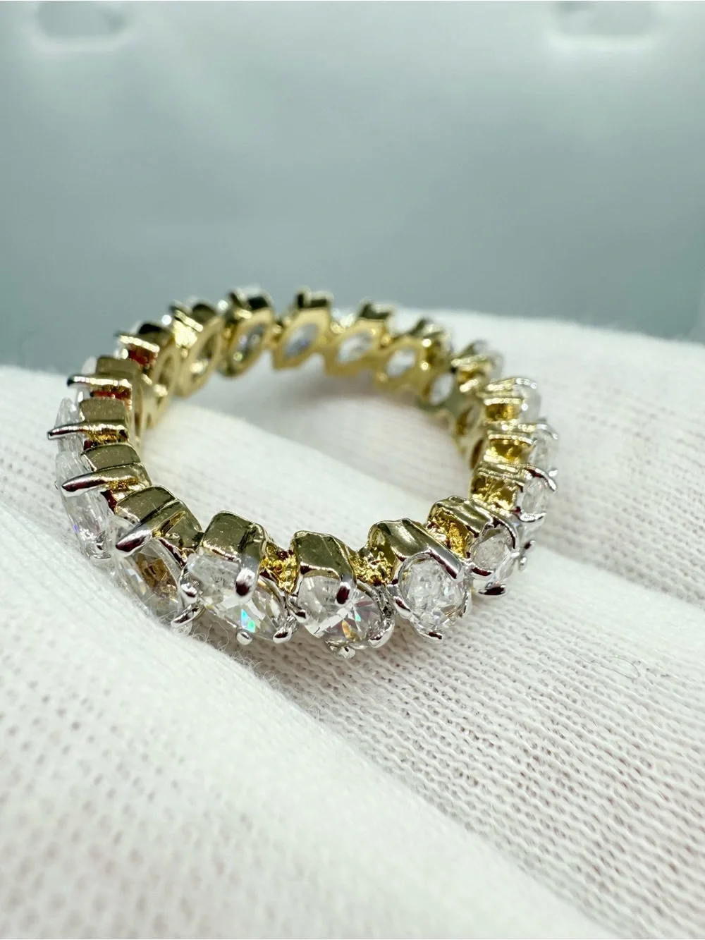 14k Gold over Sterling Silver CZ Marquise Band Ring!
